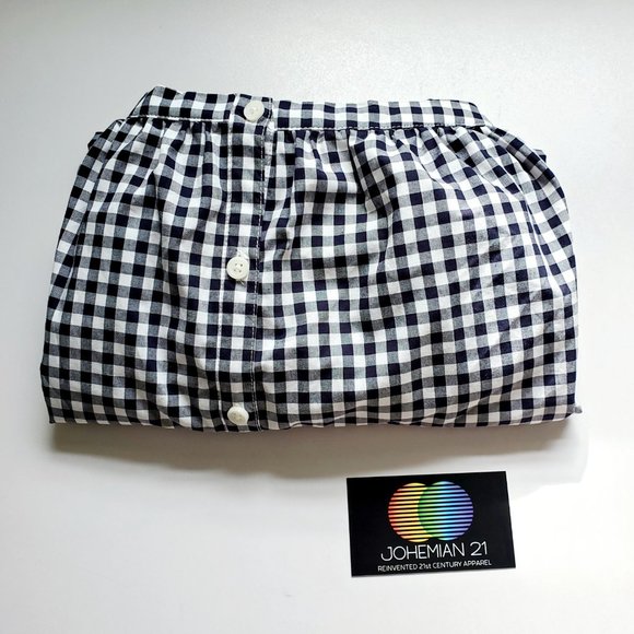 Black White Checkered Peasant Top 3/4 Sleeves | Gingham | Medium - Picture 7 of 13